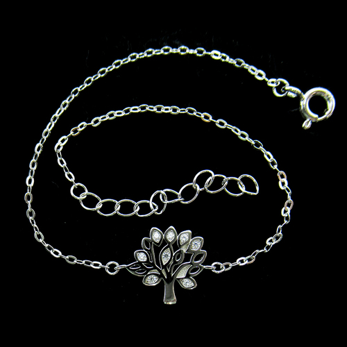 Silver Tree Shaped Zircon Bracelet