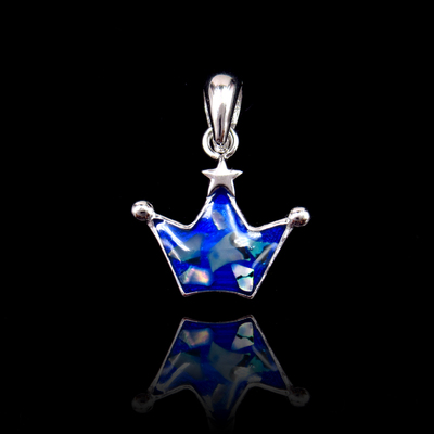 Silver Crown &nbsp;Enamel Pendant
