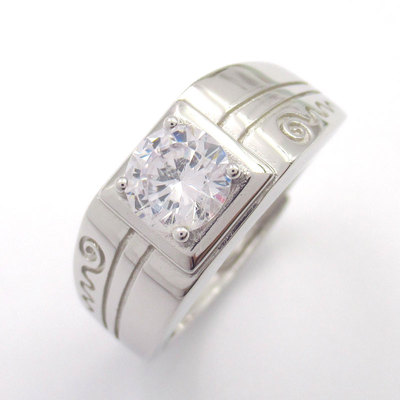 Silver Zircon Man Ring