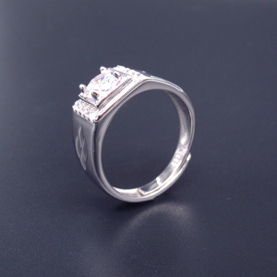Silver Zircon Men Ring