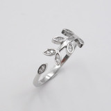 Silver Willow Branch Shaped Zircon Ring