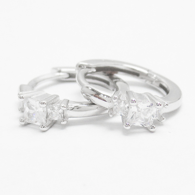 Silver Zircon Huggies