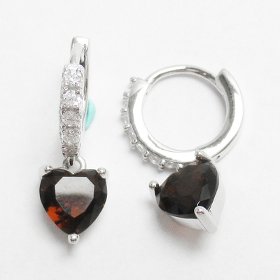 Silver Heart Shaped Zircon Huggies