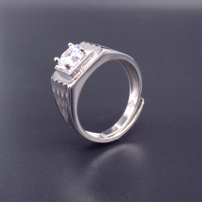 Silver Zircon Men Ring