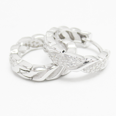 Silver Zircon Huggies