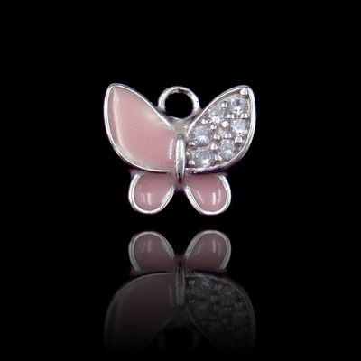 Silver Butterfly Enamel Pendant