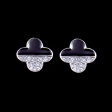 Silver Clover Enamel Earrings