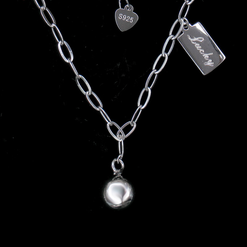 Silver Pull Chain Ball Plain Necklace