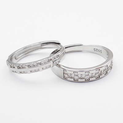 Silver Zircon Couple Ring