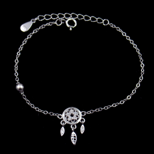 Dreamcatcher Silver Zircon Bracelet
