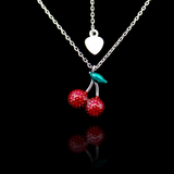 Silver Cherry Enamel Necklace