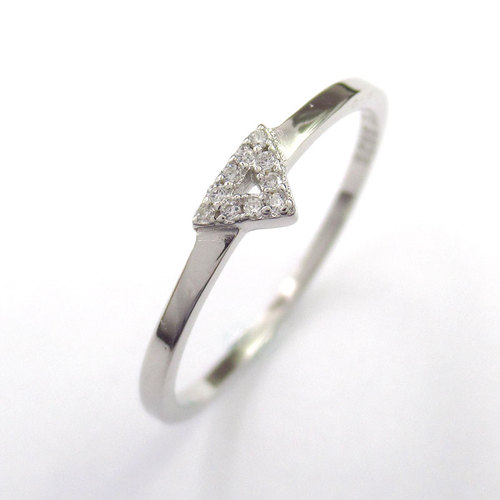 Silver Triangle Shaped CZ Ring