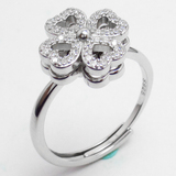 Silver Clover Shaped Zircon Ring