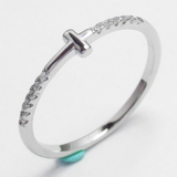 Silver Cross Shaped Zircon Ring
