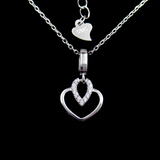 Silver Heart Shaped Zircon Necklace