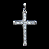 Silver Cross Shaped Zircon Pendant