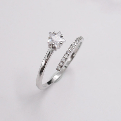 Silver Star Shaped Zircon Ring