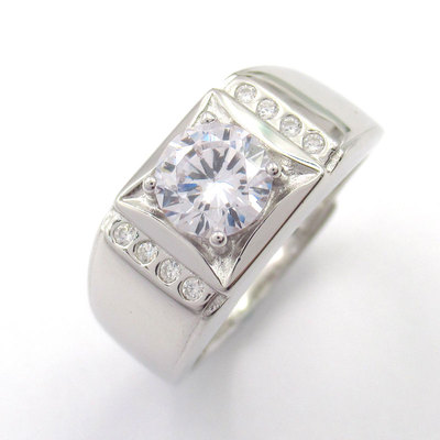 Silver Zircon Man Ring
