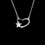Silver Heart Shaped Zircon Necklace