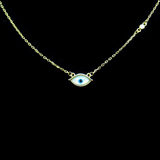 Silver Eyes Shaped Zircon Necklace