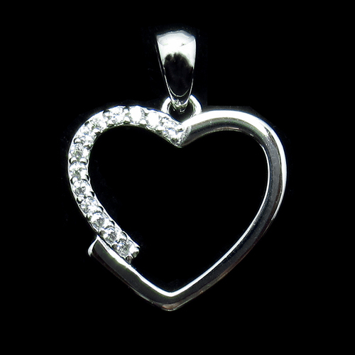 Silver Heart Shaped Zircon Pendant