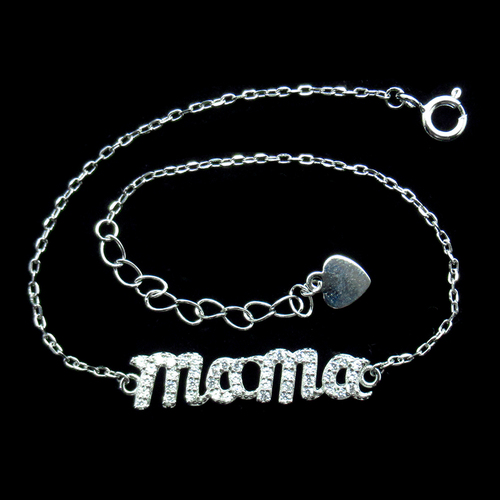 Silver Alphabet Shaped Zircon Bracelet