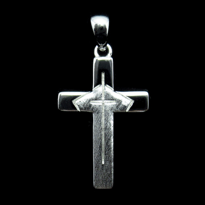 Silver Cross Shaped Plain Pendant