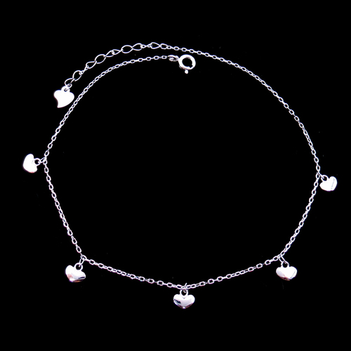 Silver Heart Shaped Plain Anklet