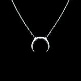 Silver Moon Shaped Pearl Necklace