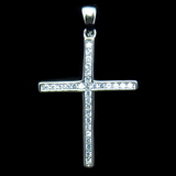 Silver Cross Shaped Zircon Pendant