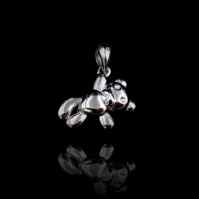 纯银熊素银吊坠