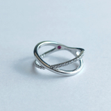 Silver Cross Zircon Ring