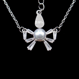 Silver Bowknot Pearl Necklace