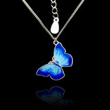 Silver Butterfly Enamel Necklace