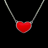 Silver Heart Enamel Necklace