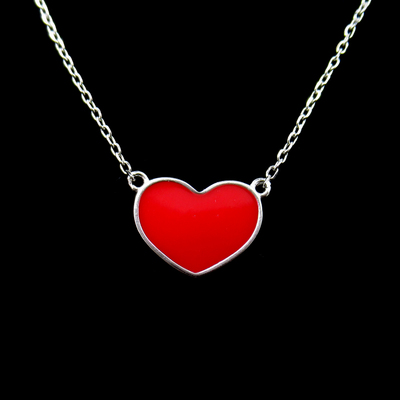 Silver Heart Enamel Necklace