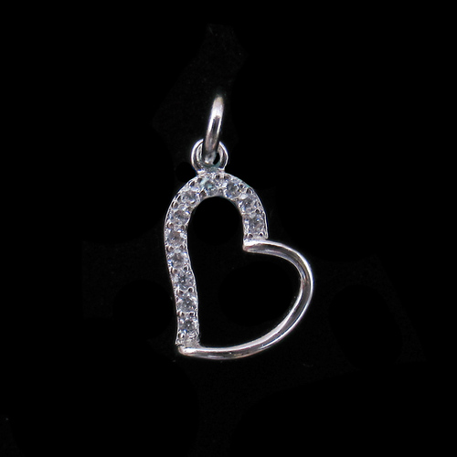 Silver Heart Shaped Zircon Pendant