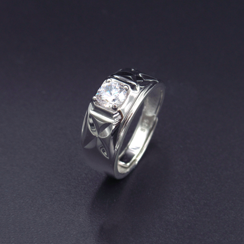 Silver Zircon Men Ring
