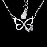 Butterfly Silver Zircon Necklace