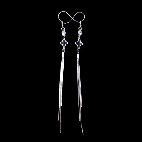 Silver Clover Enamel Earrings