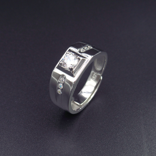 Silver Zircon Men Ring