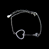 Silver Heart Shaped Zircon Bracelet