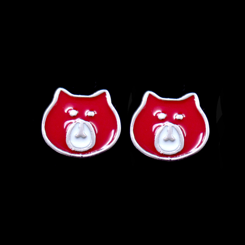 Silver Bear Enamel Earrings