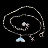 Silver Fish Tale Shaped Zircon Anklet