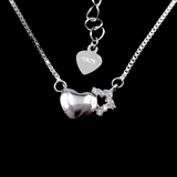 Silver Heart Shaped Zircon Necklace