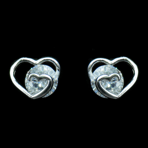 Silver Zircon Ear Stubs