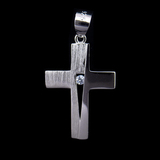Silver Cross Shaped Zircon Pendant
