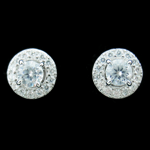 Silver Zircon Ear Stubs