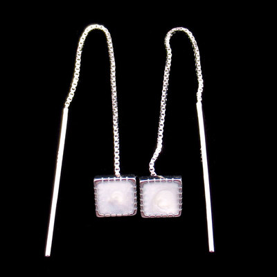 Silver Enamel Earrings