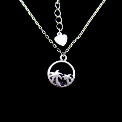Silver Round Enamel Necklace